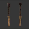 Five Hand Tools With Wooden Handles And Rustic Metal Blades On White Background
