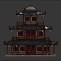 Ancient Chinese Architecture Traditional Wooden Pagoda With Multi Layered Structure And Ornate Curved Eaves
