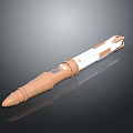 Military Weapon Missile 3D Model With Brown And White Cylindrical Body