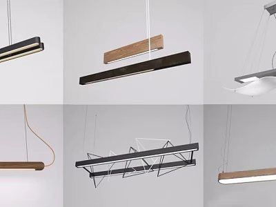 Modern Minimalist Pendant Lights With Wooden Metal And Geometric Design For Home Interior 3d model