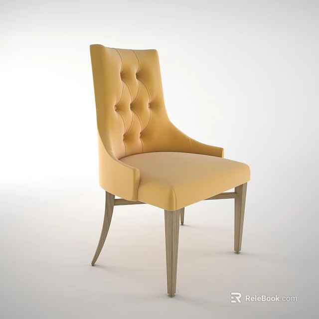 Tufted Yellow Velvet Single Sofa With Curved Arms And Slim Metal Legs 3d model 