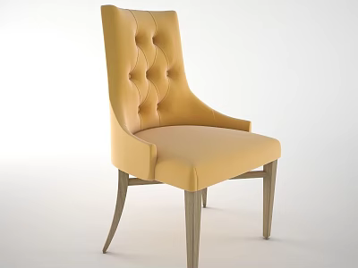 Tufted Yellow Velvet Single Sofa With Curved Arms And Slim Metal Legs 3d model