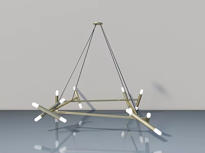 Modern Geometric Metal Chandelier With Multiple Arms And LED Bulbs 3d model