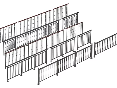 Various Fence And Railing Designs With Different Patterns And Structures 3d model