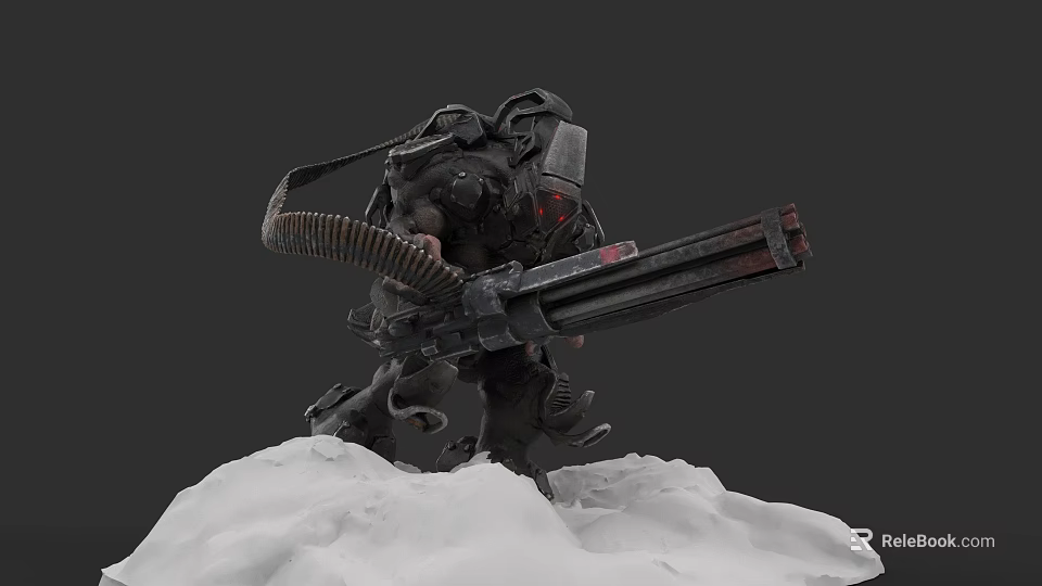 Heavy Mechanical Weapon Design With Snowy Ground And Detailed 3d model 