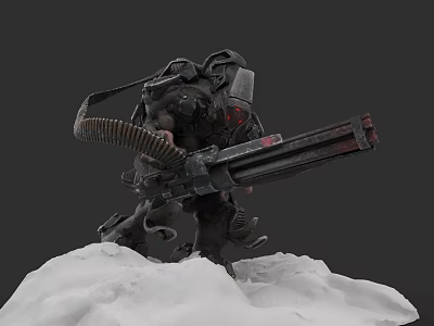 Heavy Mechanical Weapon Design With Snowy Ground And Detailed 3d model