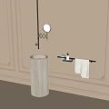 Modern vertical sink towel rack towel 3d model