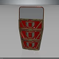 Red And Gold Decorative Storage Chest With Glass Top And Multiple Drawers