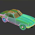 Green Vintage Two Door Sports Car With Black Windows And Silver Wheels