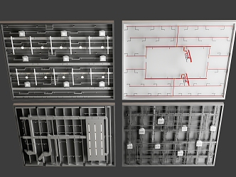 Modern Ceiling Industrial Air Ceiling Ventilation Duct Fire Duct Air Conditioning Duct Pipe Duct Fire Duct Spray System Office Ceiling Bare Top 3d model