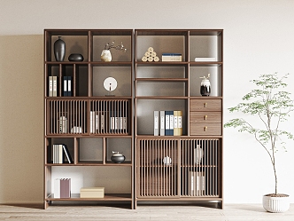 New Chinese-style Antique Bookshelf 3d model