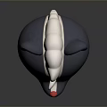 Cute Cartoon Animal Head Model With Gray Body Pink Ears White Top Fur And Red Nose