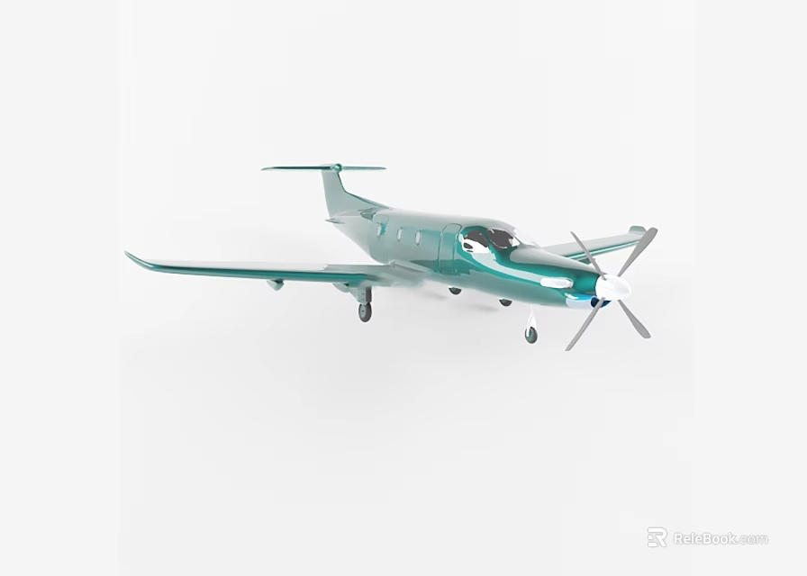 Light Green Small Private Propeller Airplane With Streamlined Fuselage And Wings Design 3d model 