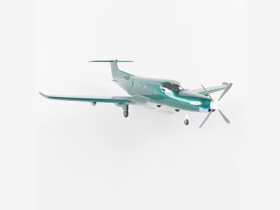 Light Green Small Private Propeller Airplane With Streamlined Fuselage And Wings Design 3d model