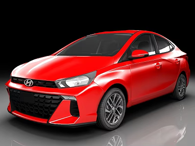 Red Hyundai Sedan Modern Exterior Design With Black Grille And Silver Alloy Wheels 3d model