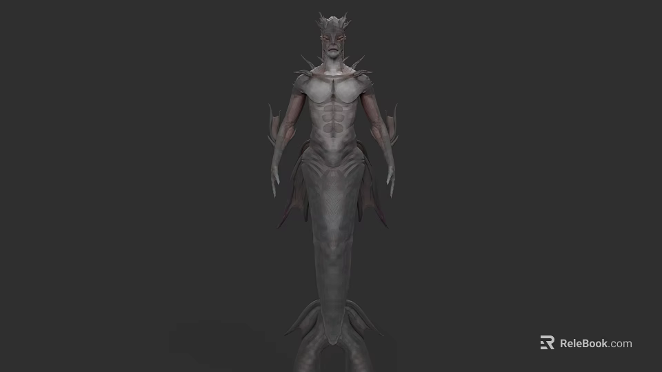 Dark Fantasy Game Character With Horned Head Intricate Armor And Scaled Body 3d model 