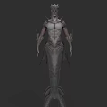 Dark Fantasy Game Character With Horned Head Intricate Armor And Scaled Body