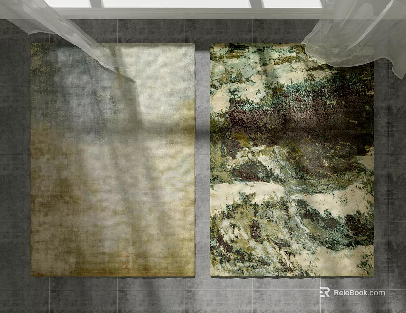 Square Rugs with Neutral Tones and Abstract Artistic Patterns for Modern Indoor Living Spaces 3d model 