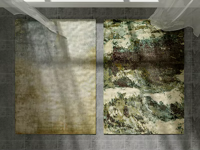 Square Rugs with Neutral Tones and Abstract Artistic Patterns for Modern Indoor Living Spaces 3d model