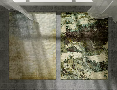 Square Rugs with Neutral Tones and Abstract Artistic Patterns for Modern Indoor Living Spaces 3d model