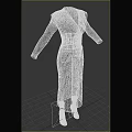 Brown Long Dress With Gray Collar And Cuffs Decoration Design
