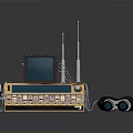 Retro Electronic Device With TV Screen Antennas Multiple Knobs Buttons And Headphones 3d model