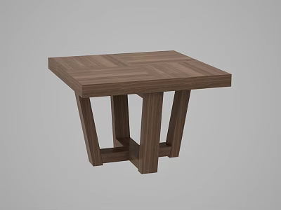 Modern Wooden Coffee Table With Walnut Square Top And Crossed Geometric Legs 3d model