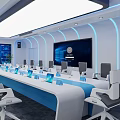 Modern Conference Room Design With Large Screen Meeting Table Ergonomic Chairs And LED Lighting