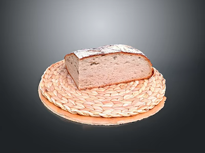 Fresh Sliced Bread With Flour Dusting On Woven Mat Background 3d model