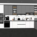 Modern Kitchen Interior With Gray Cabinets Stainless Steel Appliances And Marble Countertop