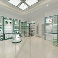 Modern Meitu Shi Specialty Store Interior Featuring Marble Reception Counter Display Shelves And Paint Products