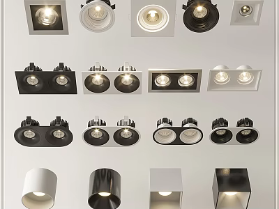 Various Downlights And Spotlights Showcasing Modern Designs And Sleek Styles For Home 3d model