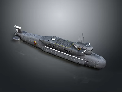 Gray Military Submarine 3D Model With Detailed Conning Tower And Hull Design 3d model