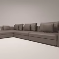 Gray Modern Sectional Sofa with Multiple Cushions for Living Room Design 3d model