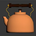 Elegant Copper Teapot With Wooden Handle And Shiny Reflective Surface For Daily Living