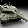 Detailed Military Tank Model With Long Cannon And Green Armor Tracks