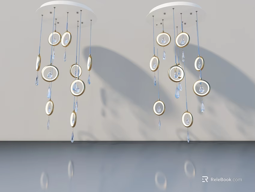 Elegant Interior White Swing Door With Circular And Teardrop Decorations 3d model 