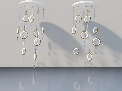 Elegant Interior White Swing Door With Circular And Teardrop Decorations 3d model