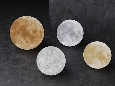 Moon Shaped Table Lamps In Various Colors For Modern Home Decor 3d model