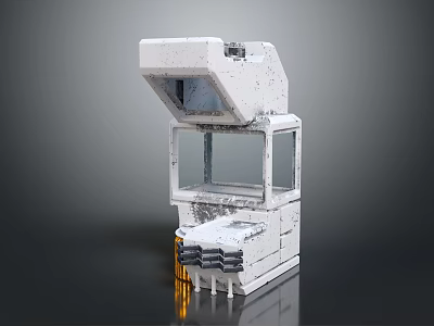 White Industrial Equipment With Tilted Top Transparent Window And Base Control Components 3d model