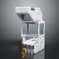 White Industrial Equipment With Tilted Top Transparent Window And Base Control Components 3d model