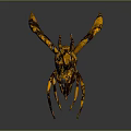 3D Character Model Of Golden Insect Creature With Metallic Texture And Detailed Wings Legs