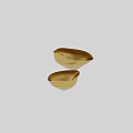 Golden Metallic Decorative Bowls With Shiny Surface And Irregular Shape 3d model