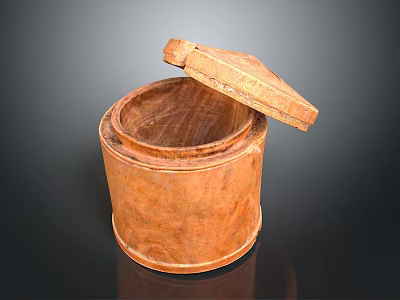 Wooden Round Storage Container With Lid For Kitchen Household Organization 3d model