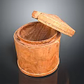 Wooden Round Storage Container With Lid For Kitchen Household Organization