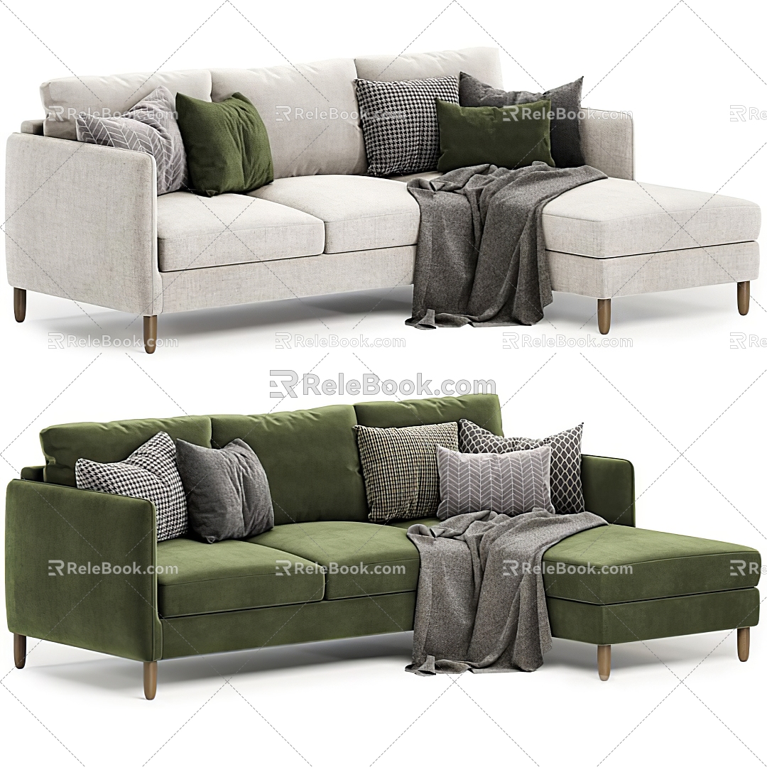 Modern corner sofa people sofa three-seat sofa 3d model