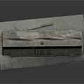 Concrete Road Barrier With Black And Beige Stripes UR3 Marking On Base