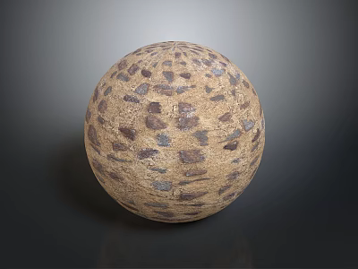 Decorative Sphere With Textured Surface And Stone Like Pattern In Beige Brown Blue Tones 3d model