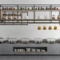 Modern dining table buffet table seasonings rack table basin tableware 3d model