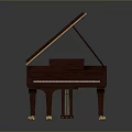 Brown Grand Piano With Open Lid Black White Keys And Golden Legs